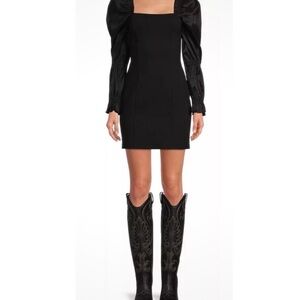 NWT a loves a Black Cocktail Dress w/ Taffeta Poet’s Sleeve and Low Cut Back